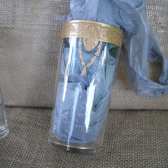 Vintage Tiffin Franciscan Art Nouveau Gold Encrusted Tumbler Set of 2 - Picture 12 of 16
